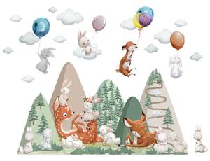 Adesivi murali moderni - Animali della foresta e colline