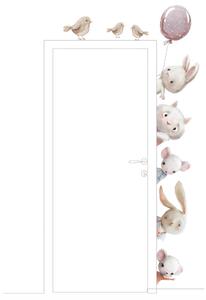 Adesivi murali - Animali acquerellati intorno alla porta della camera dei bambini