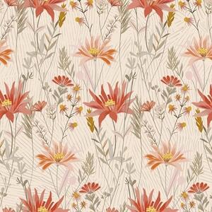 Carta da parati Fiori selvatici dai toni caldi su sfondo beige, Parati fiori e piante classici, a00751 : Uwalls.it