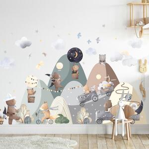 Adesivi da pareti - Colline e orsi giocosi