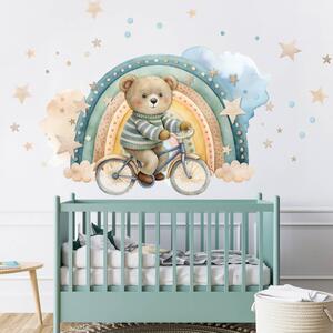 Adesivo murale per bambini - Orso in bicicletta