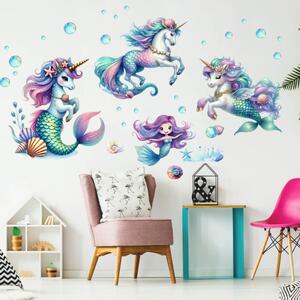 Adesivi murali per bambina - Unicorni e sirene
