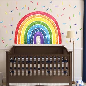Adesivo murale arcobaleno con coriandoli colorati - per bambini e bambine