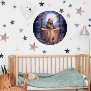 Adesivo sopra la culla - L'orso che dorme e il cielo notturno
