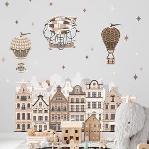 Adesivi murali - Case con palloncini di colore marrone