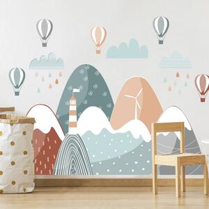 Adesivi per la cameretta dei bambini - Colline con palloncini