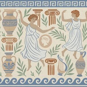 Carta da parati Antico ornamento greco con figure, vasi e colonne, Parati astratta classici, a00768 : Uwalls.it