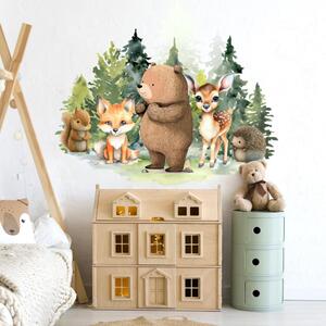 Adesivo murale per la cameretta dei bambini - Orso e animali della foresta