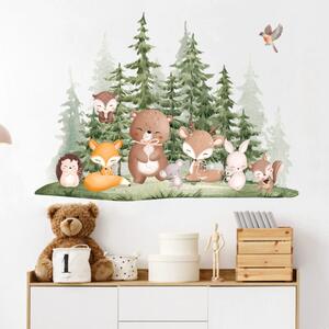 Adesivo murale per la stanza dei bambini - animali della foresta