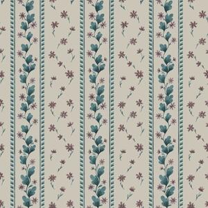 Carta da parati Strisce floreali verticali nei toni del blu-marrone, Parati fiori e piante classici, a00811v1 : Uwalls.it