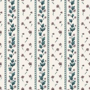Carta da parati Strisce floreali verticali nei toni del blu-marrone, Parati fiori e piante classici, a00811 : Uwalls.it
