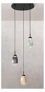 EKOS LAMPADARIO A SOSPENSIONE ROTONDO 3 LUCI DIFFUSORI IN VETRO COLORATO LED 18W LUCE 3000K MODERNO