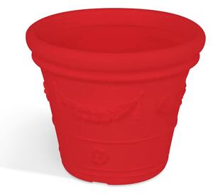 Vaso festonato in Polietilene con decoro a rilievo TONDO dimensioni 55x50xh 40 cm adatto interno esterno colore Fragola