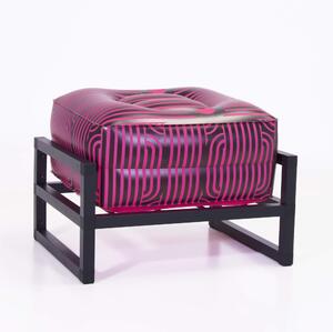 Pouf YOMI ARMCHAIR OPEN BAR LUMINUS PINK struttura in Alluminio , dimensioni 62x70xH40 cm peso 9 kg, seduta gonfiabile in TPU colore nero bianco