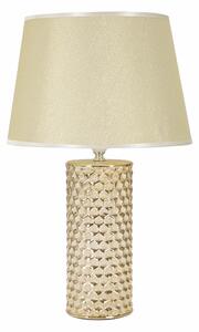Lampada da tavolo in ceramica bianca e dorata Dimensioni � 30x h 47,5 cm in ceramica bianca dorata effetto alveare