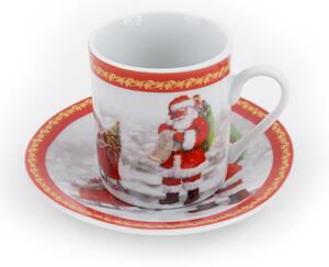 Set da Caffè 5 Tazzine e 5 Piattini di Natale in Ceramica