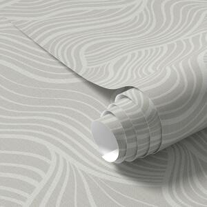 Carta da parati Onde su sfondo grigio-oliva con texture tessuto, Parati astratta classici, a00681 : Uwalls.it