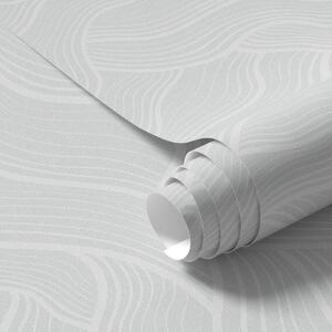 Carta da parati Onde luminose, rilievo quasi bianco, minimo, Parati astratta classici, a00682v2 : Uwalls.it