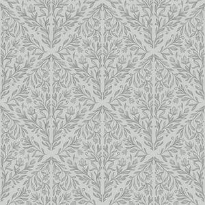 Carta da parati Damasco botanico in grigio chiaro con contorni sfumati, Parati fiori e piante classici, a00815v2 : Uwalls.it