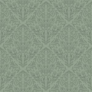 Carta da parati Raffinato damasco botanico in verde tenue, Parati fiori e piante classici, a00815v1 : Uwalls.it