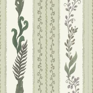 Carta da parati Righe con ramificazioni nei toni del verde e del grigio, morbido contrasto, Parati fiori e piante classici, a00824 : Uwalls.it