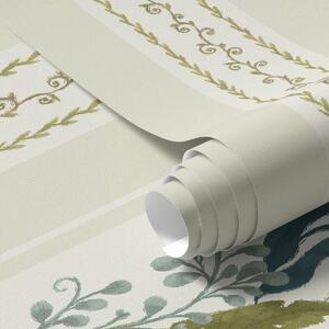 Carta da parati Ampie strisce con rami pittorici nei toni blu-oliva, Parati fiori e piante classici, a00825 : Uwalls.it