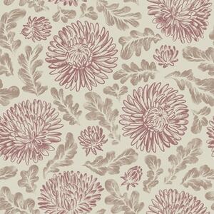 Carta da parati Crisantemi con accenti di vino su crema, Parati fiori e piante classici, a00840v1 : Uwalls.it