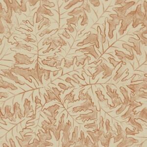 Carta da parati Grandi foglie di quercia in terracotta color crema, Parati fiori e piante classici, a00846 : Uwalls.it