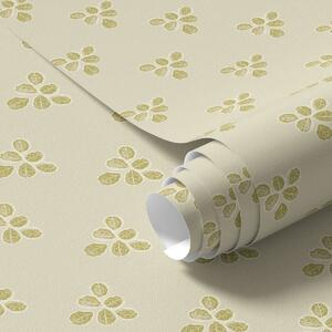 Carta da parati Piccola ripetizione: trii di foglie su sfondo crema-beige, Parati natura classici, Parati natura foglie classici, a00848 : Uwalls.it