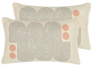 Set di 2 cuscini decorativi in cotone poliestere multicolore 30 x 50 cm motivo geometrico vernice stampata accessori decorativi Beliani