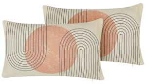 Set di 2 cuscini decorativi in cotone poliestere multicolore 30 x 50 cm motivo geometrico vernice stampata accessori decorativi Beliani