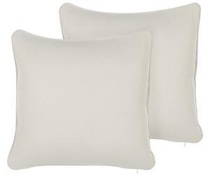 Set di 2 cuscini in tessuto bianco misto cotone e poliestere 45 x 45 cm decorativo morbido accessorio per la casa tinta unita Beliani