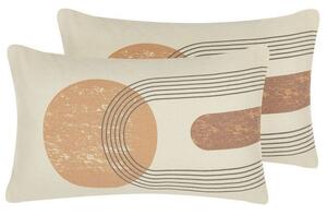 Set di 2 cuscini decorativi multicolore 30 x 50 cm motivo geometrico Stampa federe rimovibili Chiusura con cerniera boho moderno Beliani