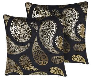 Set di 2 cuscini in velluto dorato Paisley 45 x 45 cm Beliani