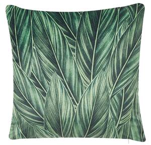 Set di 2 cuscini decorativi velluto verde 45 x 45 cm motivo a foglie Stampa floreale Cuscini sfoderabili Chiusura lampo boho moderno Beliani