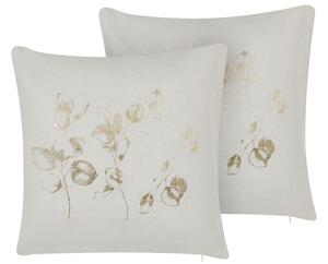 Set di 2 cuscini decorativi fantasia di foglie 45 x 45 cm crema Beliani