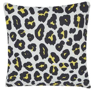 Set di 2 cuscini da esterno in poliestere bianco e nero 45 x 45 cm motivo leopardato motivo animale patio da giardino Beliani