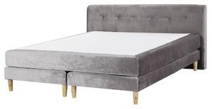 Divano letto in velluto grigio tappezzeria King Size Continental con materasso a molle Beliani