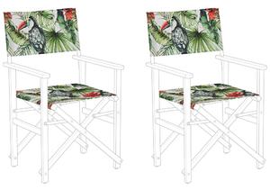 Set di 2 sedie da giardino in tessuto di ricambio in poliestere Multicolore con motivo a tucano schienale e sedile con imbracatura Beliani