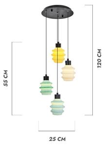 Lampada a sospensione su cavo CACTUS LED/12W/230V 3000K verde/giallo/bianco