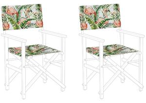 Set di 2 sedie da giardino in tessuto di ricambio in poliestere Multicolore con motivo fenicottero schienale e sedile con imbracatura Beliani