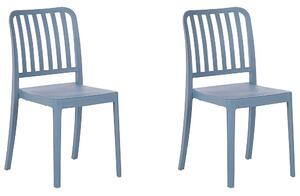 Set di 2 sedie in plastica resistente alle intemperie blu Beliani