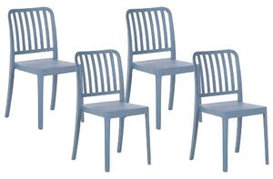 Set di 4 sedie da giardino in plastica blu impilabili leggere per interni ed esterni resistenti agli agenti atmosferici Beliani