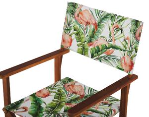 Set di 2 sedie da giardino in tessuto di ricambio in poliestere Multicolore con motivo fenicottero schienale e sedile con imbracatura Beliani