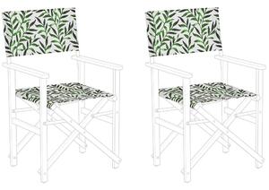 Set di 2 sedie da giardino in tessuto di ricambio in poliestere con motivo foglie Multicolore schienale e sedile con imbracatura Beliani