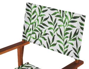 Set di 2 sedie da regista da giardino in legno scuro con foglie di acacia grigie modello tessuto sostitutivo pieghevole con 2 Tele intercambiabili Beliani