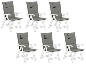 Set di 6 cuscini per sedie da giardino Cuscino per schienale in poliestere grigio Design moderno Cuscino per esterni Beliani