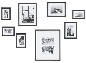 Set di 8 cornici per foto nere in MDF varie dimensioni quadri multi foto Beliani