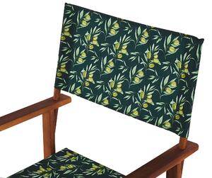 Set di 2 sedie da regista da giardino in legno scuro con tessuto di ricambio in tessuto di acacia olive bianco sporco con 2 Tele intercambiabili Beliani