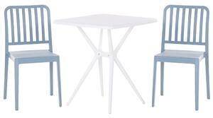 Set da bistrot in plastica blu e bianca 2 sedie 1 tavolo Mobili da giardino da giardino moderni antiruggine resistenti all'acqua Beliani